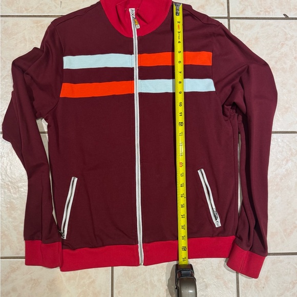 Original Penguin Red and Burgundy color block track Jacket medium - Picture 2 of 5